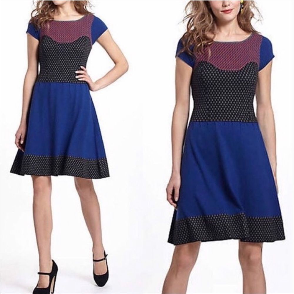 Anthro sparrow colorblock wool blend dress small‎
